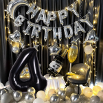 Balon Folie Cifra 4, Negru, 80 cm, Ropet - imagine 3