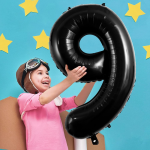Balon Folie Cifra 9, Negru, 80 cm, Ropet - imagine 2