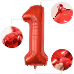 Balon Folie Cifra 1, Rosu, 80 cm, Ropet - imagine 3