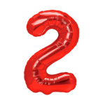 Balon Folie Cifra 2, Rosu, 80 cm, Ropet