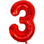 Balon Folie Cifra 3, Rosu, 80 cm, Ropet