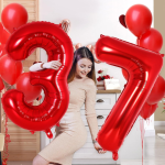 Balon Folie Cifra 7, Rosu, 80 cm, Ropet - imagine 3
