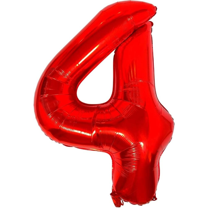 balon_folie_rosu_4_1 Balon Folie Cifra 4, Rosu, 80 cm, Ropet - imagine 1