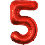 Balon Folie Cifra 5, Rosu, 80 cm, Ropet
