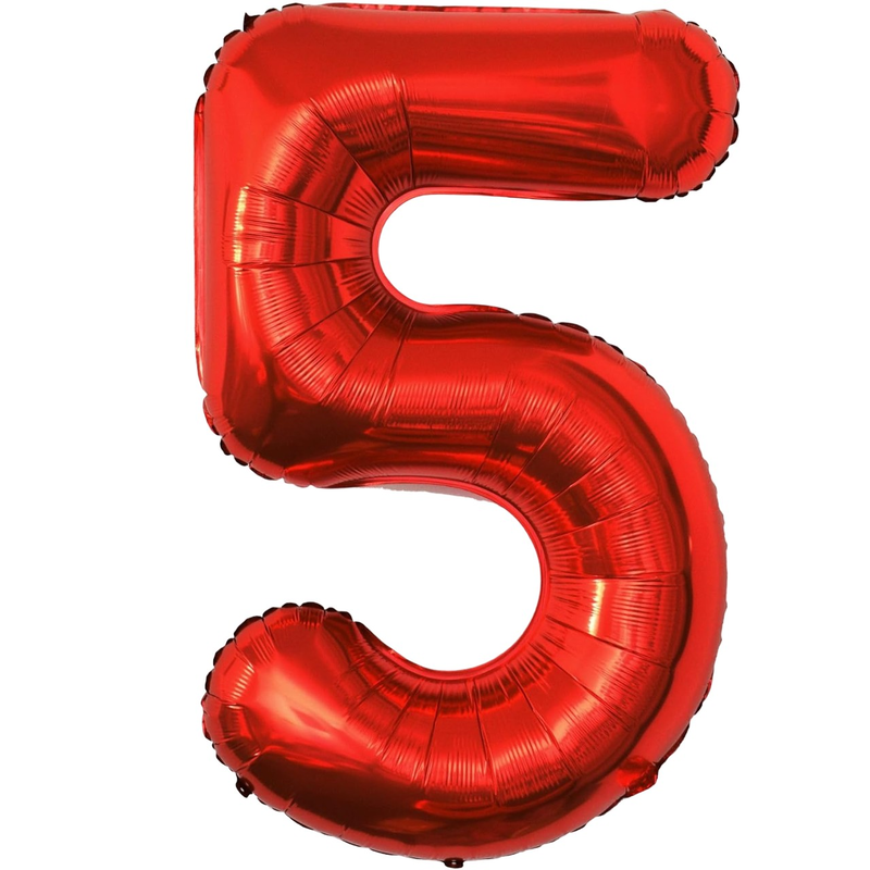 balon_folie_rosu_5_1 Balon Folie Cifra 5, Rosu, 80 cm, Ropet - imagine 1