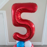 Balon Folie Cifra 5, Rosu, 80 cm, Ropet - imagine 2