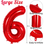 Balon Folie Cifra 6, Rosu, 80 cm, Ropet - imagine 2