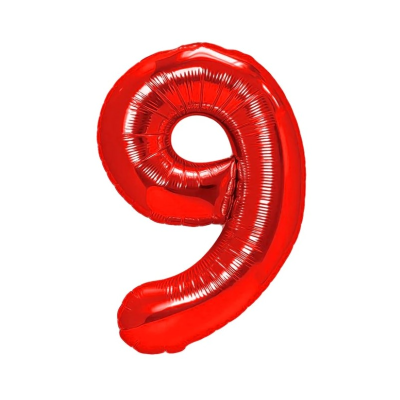 balon_folie_rosu_9_1 Balon Folie Cifra 9, Rosu, 80 cm, Ropet - imagine 1