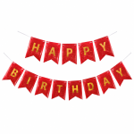 Banner Happy Birthday Ghirlanda Decor Aniversare, Rosu Sidefat, 2.5 m x 17 cm, Ropet