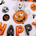 Set 5 Baloane Folie Dovleac cu Fantoma, 45 cm – 86 cm, Pentru Happy Halloween, Ropet - imagine 2