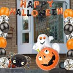 Set 5 Baloane Folie Dovleac cu Fantoma, 45 cm – 86 cm, Pentru Happy Halloween, Ropet - imagine 3