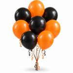 Set 10 Baloane Latex Halloween, Portocaliu si Negru, 30 cm, Ropet