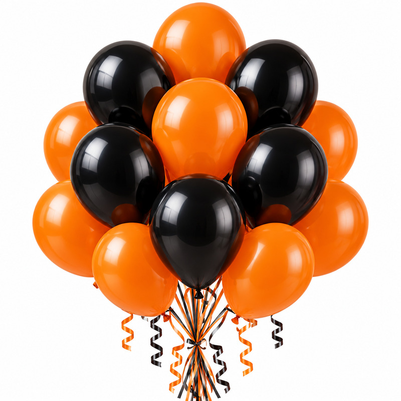 baloane_latex_ropet_halloween_2 Set 20 Baloane Latex Halloween, Portocaliu si Negru, 30 cm, Ropet - imagine 1