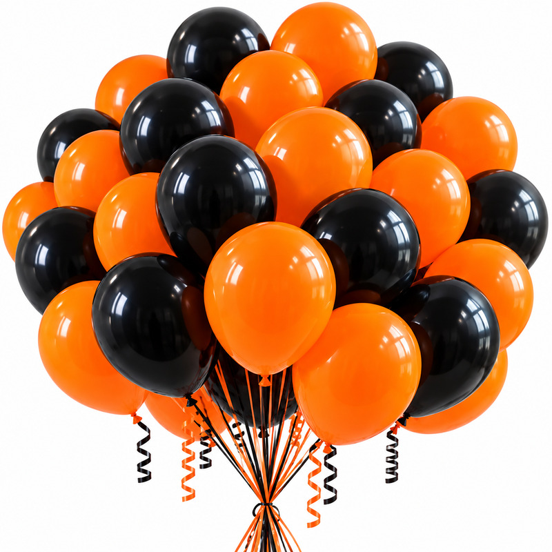 baloane_latex_ropet_halloween_3 Set 50 Baloane Latex Halloween, Portocaliu si Negru, 30 cm, Ropet - imagine 1