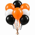 Set 10 Baloane Latex Halloween, Alb, Portocaliu si Negru, 30 cm, Ropet