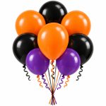 Set 10 Baloane Latex Halloween, Mov, Portocaliu si Negru, 30 cm, Ropet