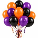 Set 20 Baloane Latex Halloween, Mov, Portocaliu si Negru, 30 cm, Ropet