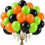 Set 10 Baloane Latex Halloween, Verde, Portocaliu si Negru, 30 cm, Ropet - imagine 3